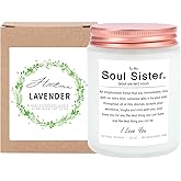 LUCKYBUNNY Soul Sister Candles - 5.5 Oz Lavender Scented Soy Candles, Best Friend & Sister Gift, Funny Birthday Gift for Bestie
