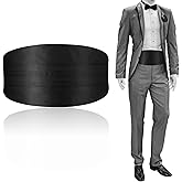 Toulite 47.2 Inch Men's Solid Color Cummerbund with Adjustable Band for Men Tuxedo (Black)