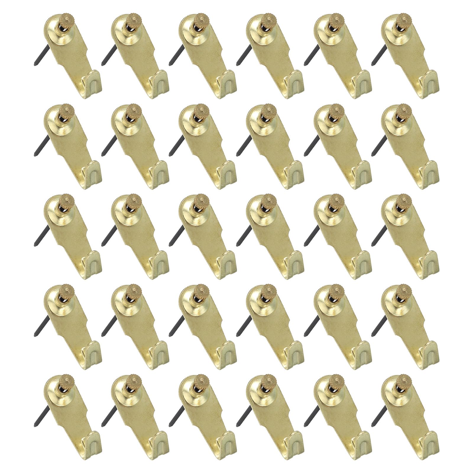 PATIKIL 20 Lbs Picture Hangers, 30 Set Photo Wall Hanging Hooks Nails Hardware Wall Pins Picture Hanging Kit on Wood Drywall for Home Decorating, Gold
