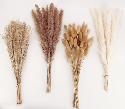 ANPROOR Dried Pampas Grass Decoration 100 Pcs Bunny Tail Dried Flowers