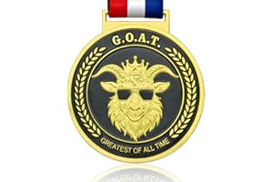 Goat Medals - 3" Heavyweight Champion Trophy, Greatest of All Time, Double-Sided 3D Engraving with Neck Strap Award for Sport