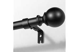 Zeerobee Curtain Rods for Windows 48 to 84, 1 Inch Adjustable Heavy Duty Black Curtain Rod, Outdoor Indoor Room Divider Modern Drapery Pole, 48-86"