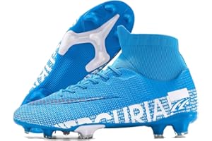 FAHOT Football Cleats Men Women, Non-Slip High Top Soccer Shoes Lightweight Shock Resistant Training Boots Sneaker Breathable Professional Turf Shoes Sport Athletic Ground Football Boots Soccer Cleats