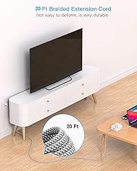 Extension Cord 20 Ft, HANYCONY Power Strip Surge