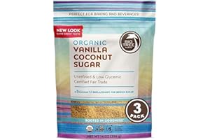 Big Tree Farms Organic Vanilla Coconut Sugar - Coconut Palm Sugar, Unrefined, Fine Crystals, Cane Sugar Replacement, Coconut Blossom Nectar, Vegan, Perfect for Baking - 14 Oz (Pack of 3)