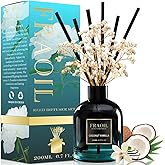 Coconut Vanilla Reed Diffuser, Reed Diffuser Set 6.7 fl oz (200 ml) with 6 Reed Sticks, Home Fragrance Reed Diffuser for Bathroom Shelf House Bedroom Office Decor