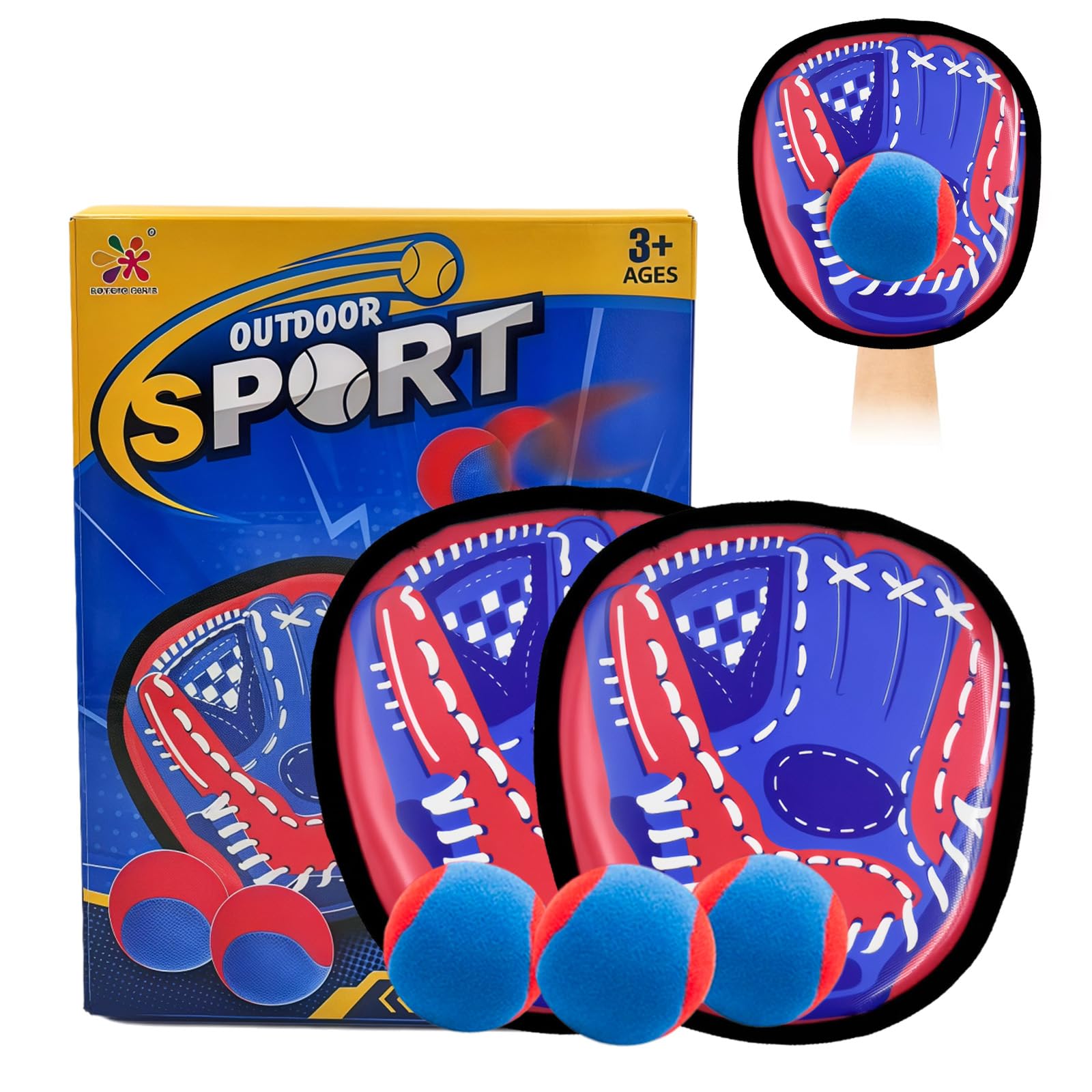 SWEETY DOLLY Catch Ball Toy for Children, Baseball Set, Toy Catchball Set, Velcro Ball, Soft Play in the Park, Outdoor Play, Camping, Games, Boys, Girls, Toddler, Parents and Children, Family