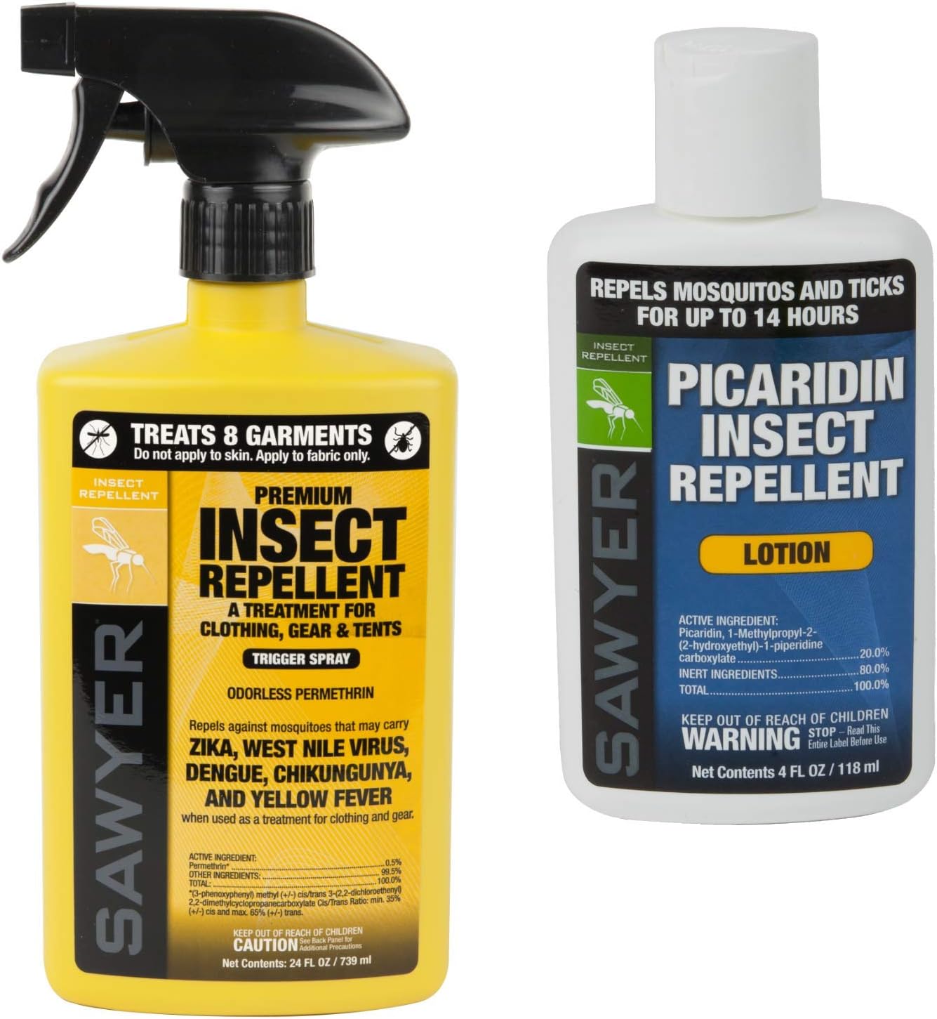 Sawyer Products Premium Permethrin Clothing Insect Repellent (24-Oz Trigger Spray) and Sawyer Products Insect Repellent w/ 20% Picaridin (4-Oz Lotion) Bundle: Sports & Outdoors