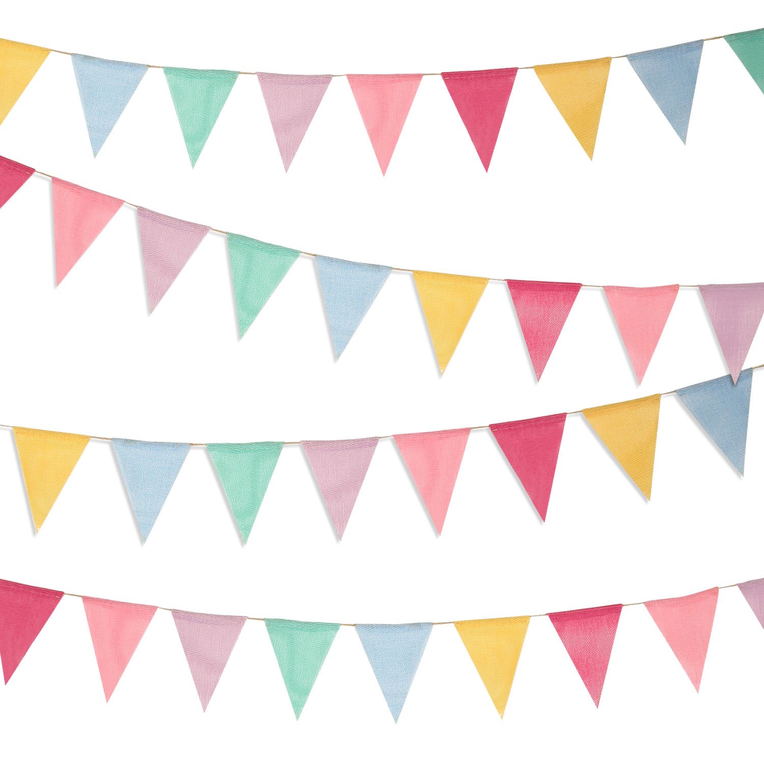 Boao 48 Pieces Colorful Pennant Flags Banner Imitated Burlap Bunting Banner Pastel Decor Fabric Triangle Flag for Party Decoration?4.9 x 6.7 Inch?