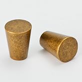 Dechours Antique Brass Cabinet Knobs, 12-Pack Tapered Cone Drawer Knobs Vintage, Mid-Century Metal Handles for Kitchen, Bathroom, Dressers &amp; Furniture