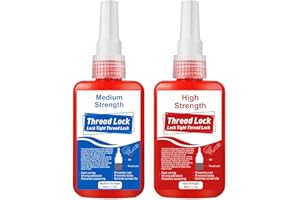 Thread Lock High Strength+Medium Strength, 100ml Lock Tight Threadlocker Prevent Nuts, Bolts and Screws from Loosening Due to