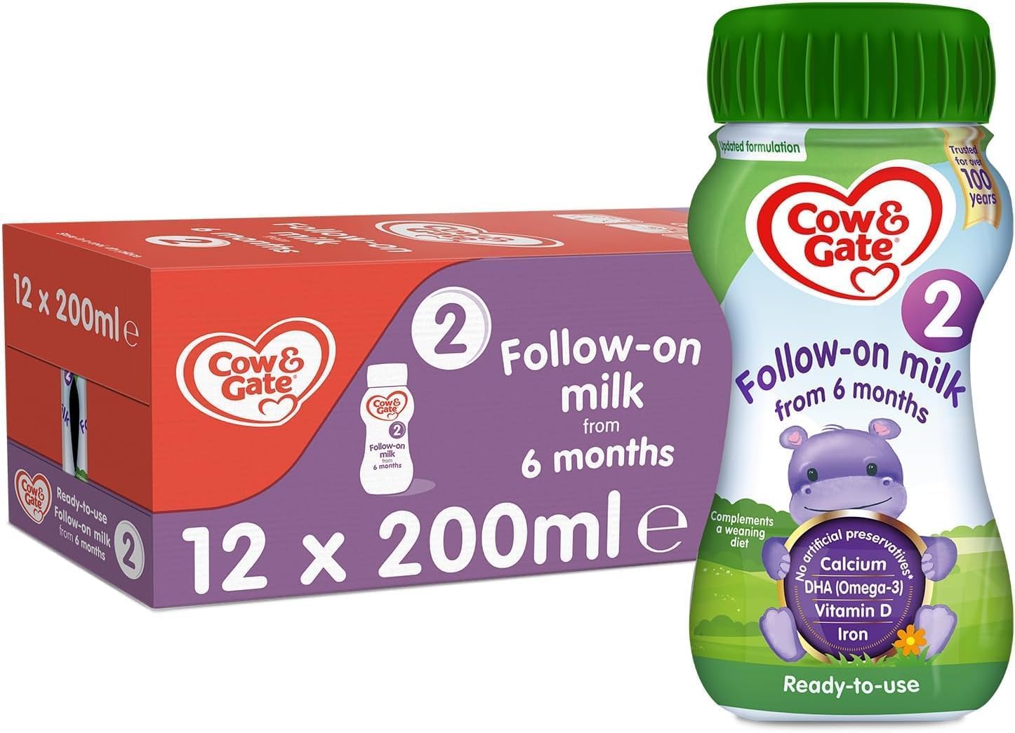 Cow & Gate 2 Follow On Baby Milk Ready to Use Liquid Formula, 6-12 Months, 200ml (Pack of 12)