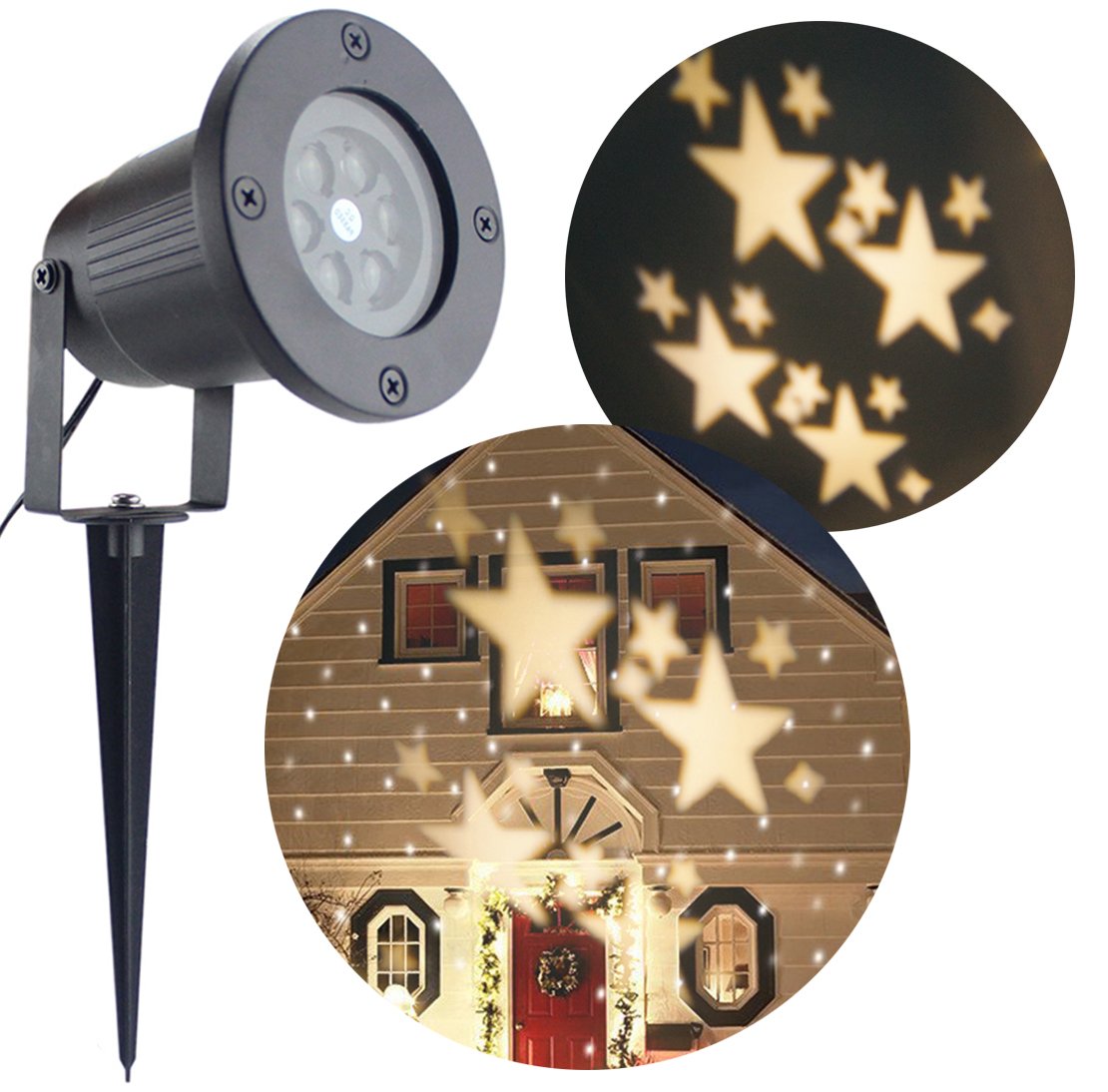 Bloomwin movimiento suave blanco estrella lámpara del proyector LED luz decoración boda