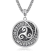 Palpitate 925 Sterling Silver Viking Runes Celtic Knot Pendant Necklace Celtic Amulet Irish Jewelry Gifts for Men Women