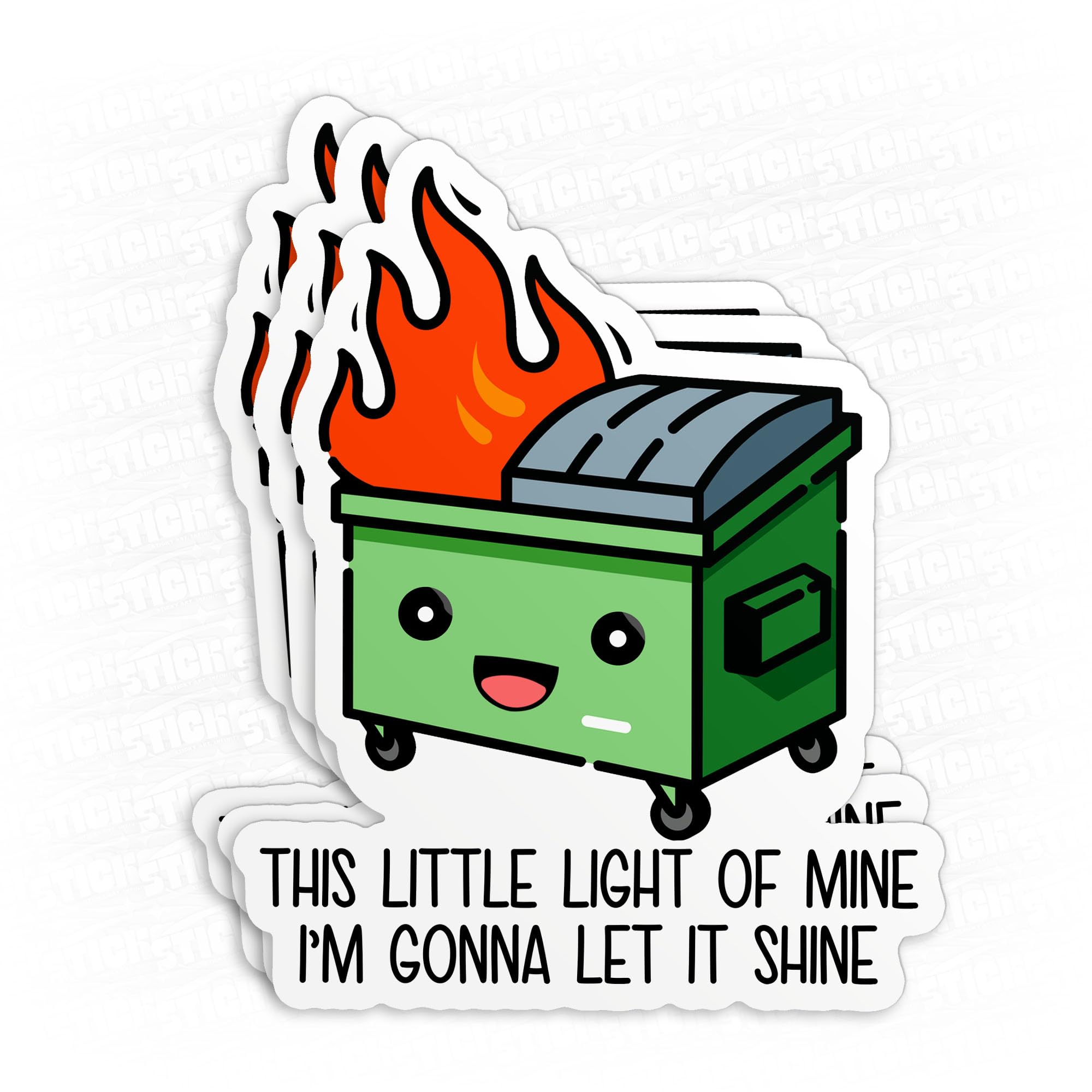 Photo 1 of (3pcs) This tle Light of Mine Im Gonna Let It Shine Sticker Dumpster Fire 3" Waterproof Vinyl Decal Sticker Laptop, Water Bottles, Phone, Kindle Merchandise Decor Decal Gifts 3 Inches