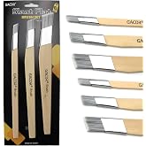 GACDR Slant Lining Fitch Trim Paint Brushes, Pack of 6, 0.5", 0.75", 1" | Angled Cutting In Paint Brush, Fast Accurate Detail &amp; Control, Hobby &amp; Craft, 2 Each of 3 Sizes