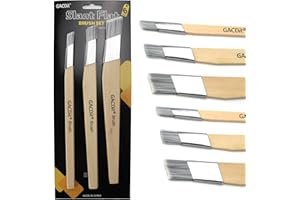 GACDR Slant Lining Fitch Paint Brushes,Pack Of 6 Cutting In Paint Brush Angled for Fast Accurate Detail & Control Hobby & Craft 2 Each of 0.5", 0.75", and 1"