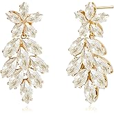 Aliyoham Gold &Silver Flower Dangle Earrings for Women, Flower Cubic Zirconia Earrings Studs Jewelry for Women with Swining Petals