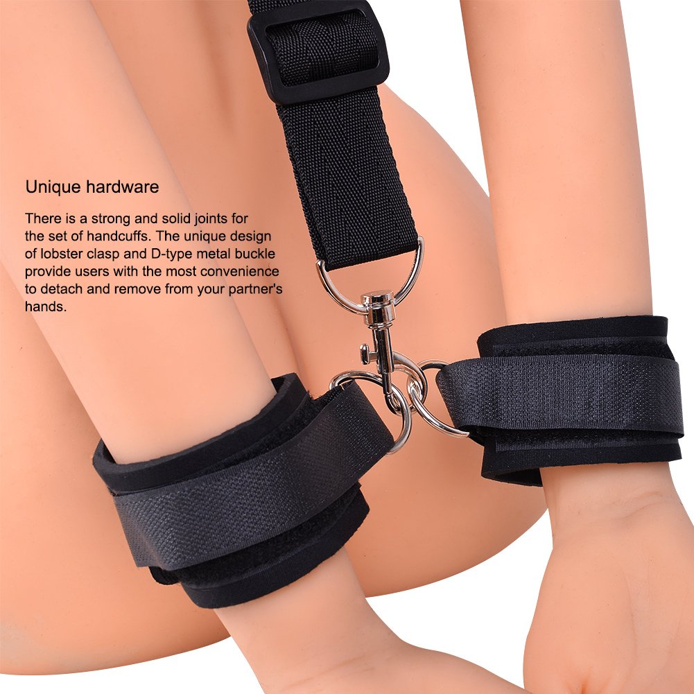 Utimi Fetish Bed Restraint Kit with Hand Cuffs Ankle Cuff Bondage Collection For Male Female Couple (3#)
