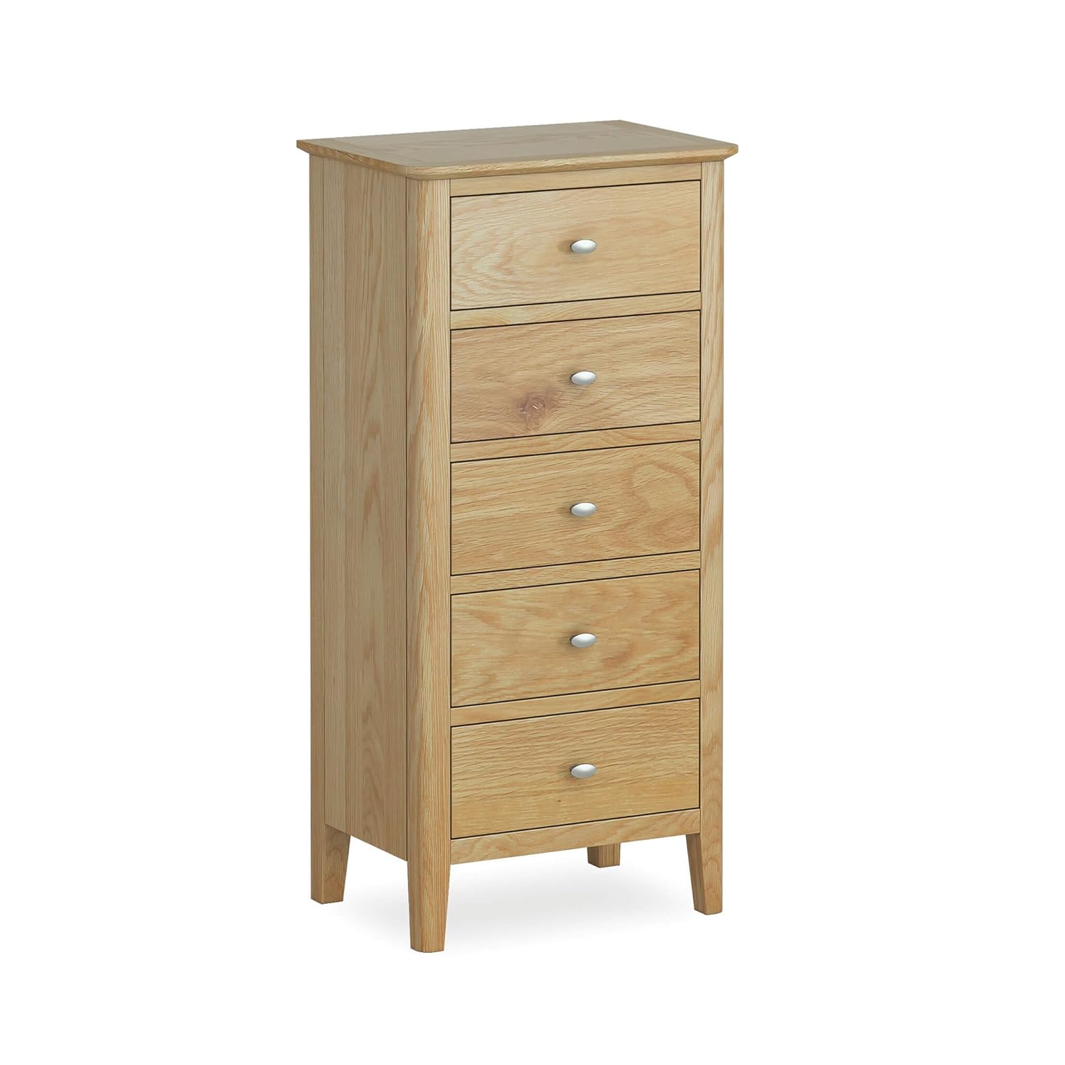 Roseland Furnitur Alba Oak 5 Drawer Tallboy 5 Drawer Chest
