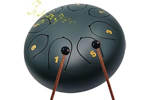 KOJINTORA Steel Tongue Rain Drum - 6 Inch 8 Notes Metal Hand Drums for Outside Garden - Chime Bells Music Maker Sound Meditation Outdoor Percussion Instrument - Musical Gift for Family Friends Kids Adults