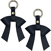 Varku Bow Keychain,2 Pcs Black Leather Bow Bag Charm Bow keychain for Purse with Gold Studs Elegant Key Ring for Bags,Purses,and Handbags Accessories,Stylish Gift for Women