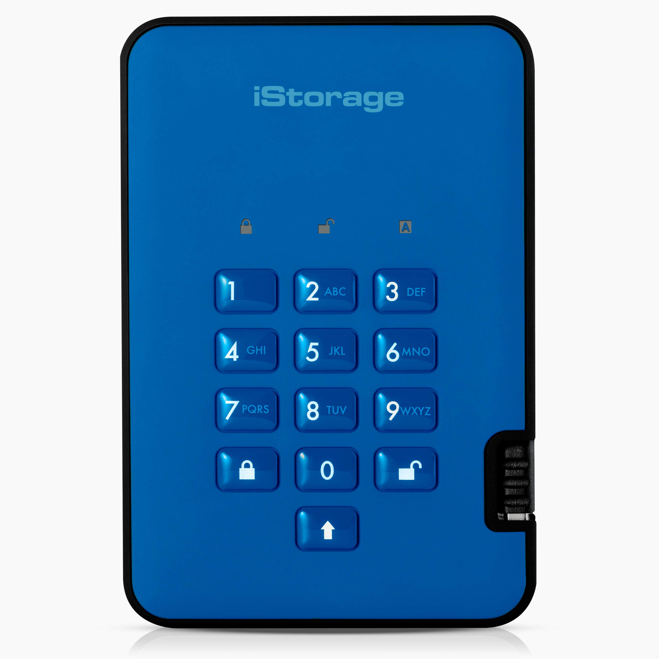 iStorage diskAshur2 HDD 4TB Blue - Secure portable hard drive - Password protected - Dust & water resistant - Hardware Encryption