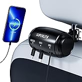 Superlit 3-in-1 Retractable Backseat Car Charger – Headrest Mount Charging Station for Uber, Lyft and Rideshare Drivers, Fast Multi USB Charging Device for Passengers Compatible with All Phones