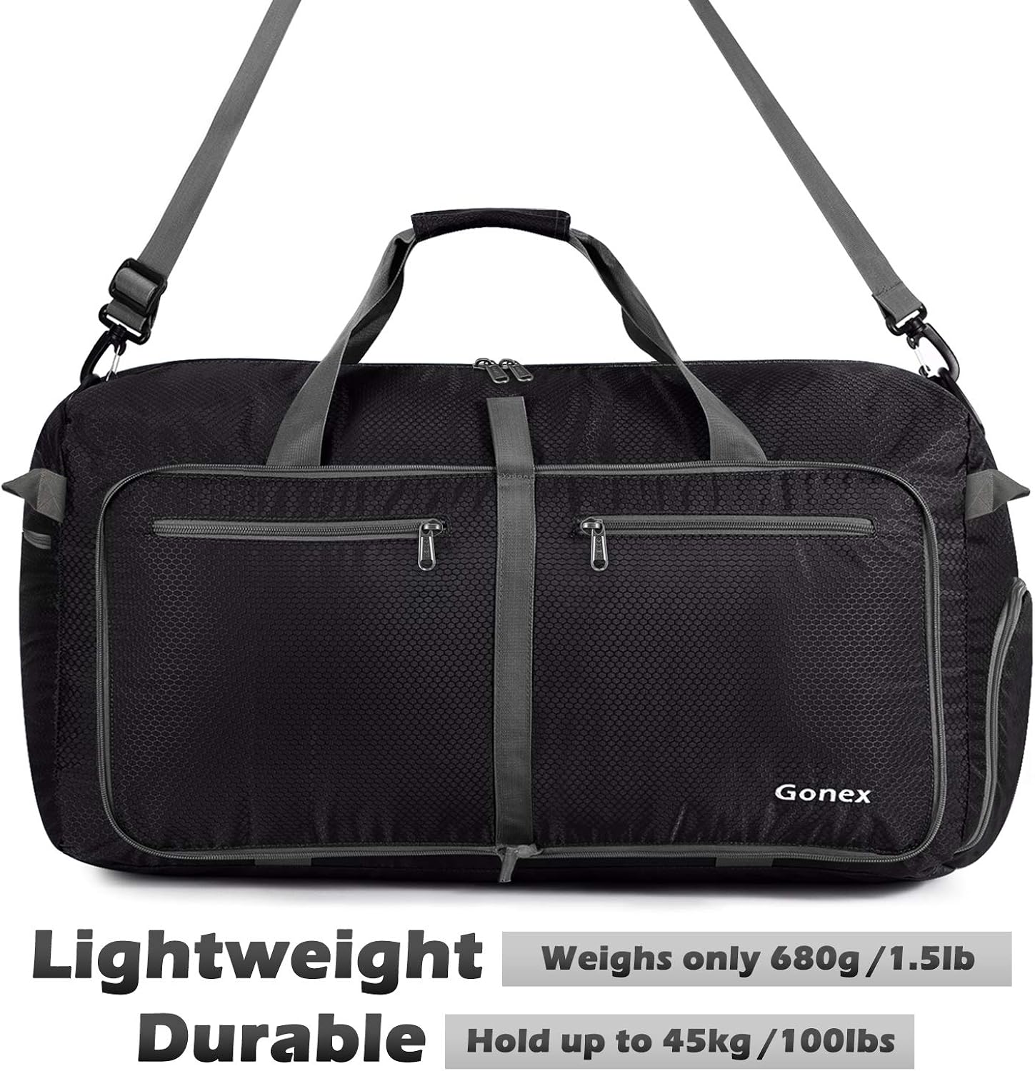 Gonex 100L Packable Travel Duffle Bag, Extra Large Luggage Duffel (Black): Clothing