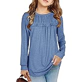 Haloumoning Girls Cute Short Sleeve Tunic Tops Casual Loose Ruffle T Shirts Kids Summer Soft Blouses Size 4-15 Years