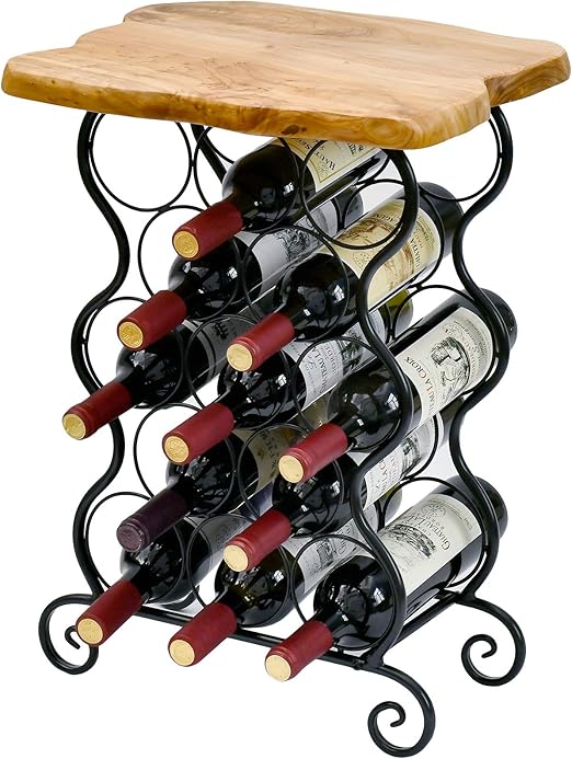 Amazon Com Welland 12 Bottle Wine Rack With Natural Edge Table