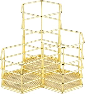 Makeup Brush Holder, 3 in 1 Metal Makeup Brush Holders, Makeup Brush Beauty Blender Pen Holder Organizer for Office Bathroom Countertop