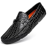 GOLDEN COXES FAMILY Premium Men's Leather Driving Shoes Alligator Printed Buckle Party Slip-on Penny Loafers Shoes Driving Moccasins