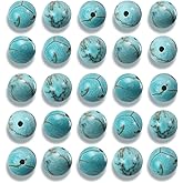 NITOPUPU 200Pcs 4mm Natural Smooth Turquoise Gemstone Beads Round Loose Stone Beads for Jewerly Making with Crystal Stretch Cord