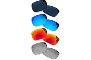 4 Pair Polarized Replacement Lenses for Oakley Fuel Cell - Black+Blue+Silver+Red