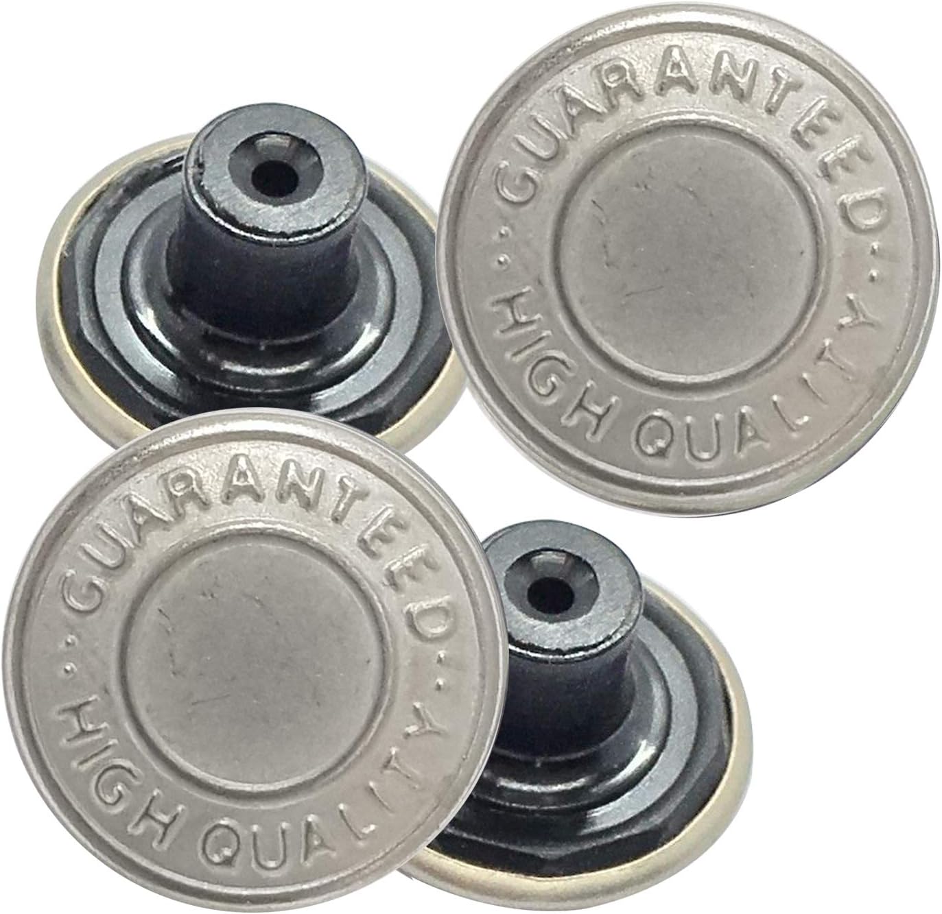 Trimming Shop 8 x Jean Stud Buttons 17mm Wide Matt Silver Colour