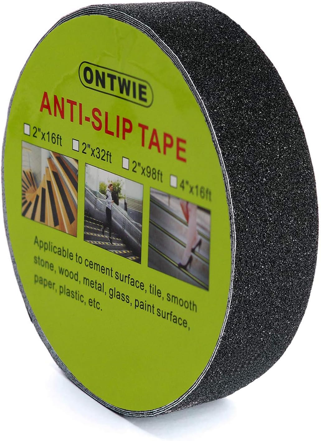 ONTWIE Anti Slip Tape 33ft x 1in, Safety Track Skid Tape Adhesive for Stairs Safety, Tread Step, Indoor, Outdoor (Black)