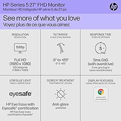 HP Series 5 27 inch FHD Monitor, Full HD Display