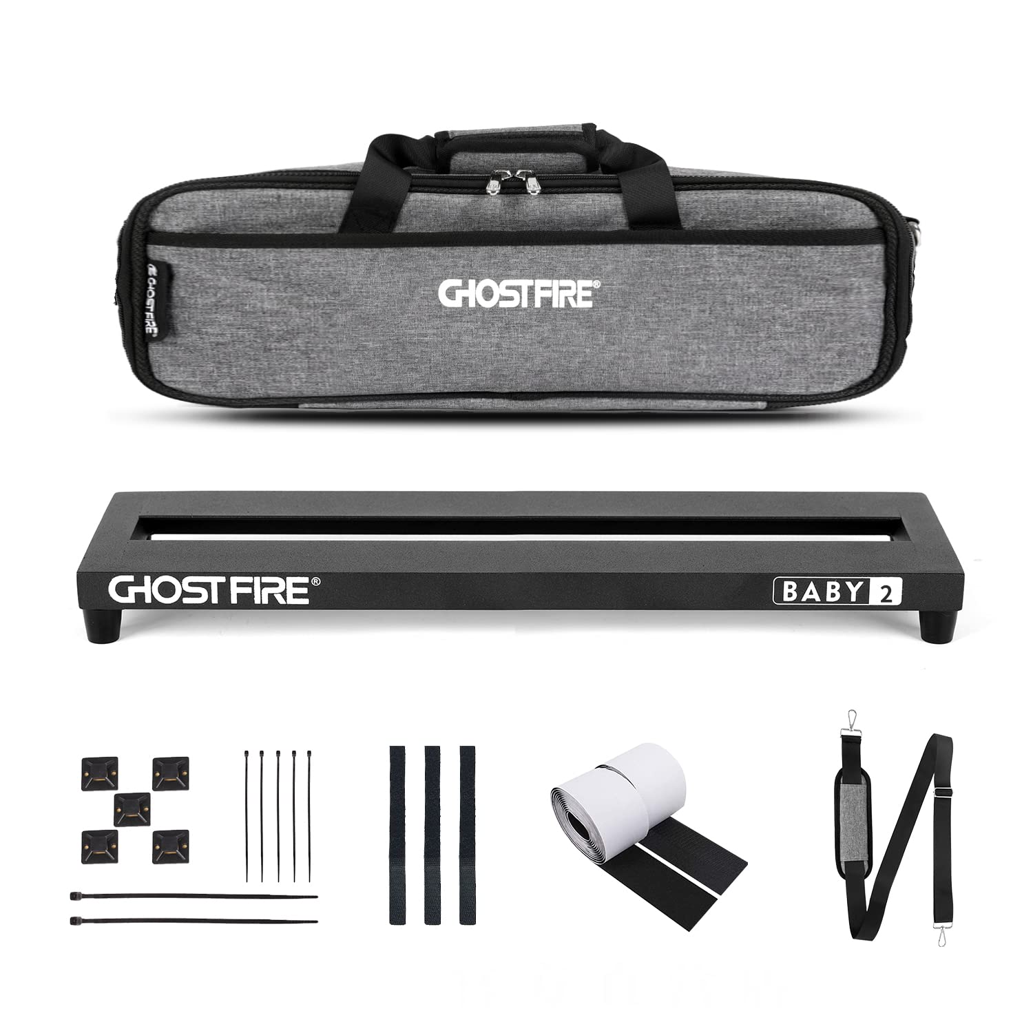 Ghost Fire Guitar Pedal Board Aluminum Alloy Effect Pedalboard 20.1''x5.5''x2" with Carry Bag,V series (V-BABY 2)