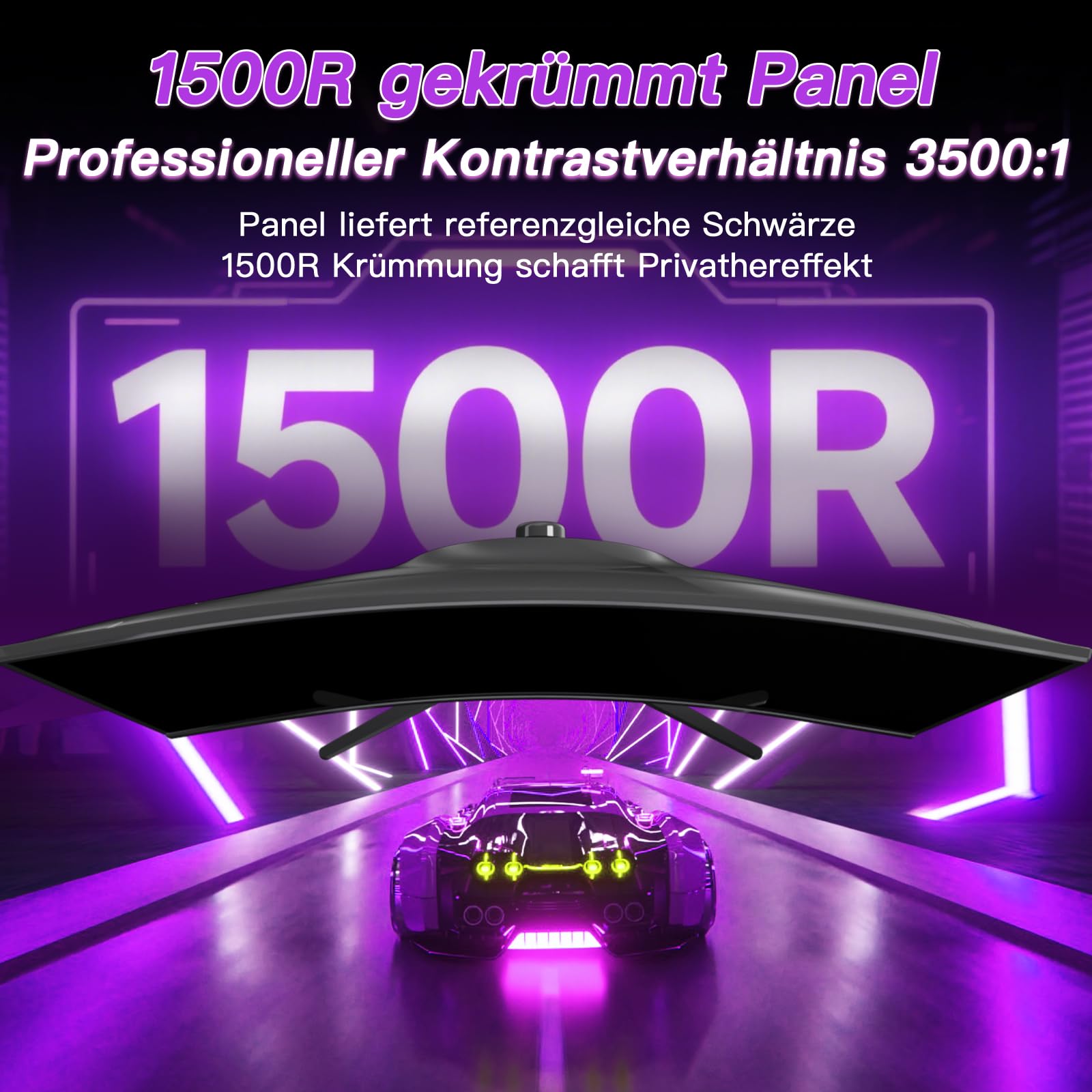 Amzfast 32 Zoll Curved Gaming Monitor (240Hz, 1920x1080, 1ms MPRT, 1500R), Adaptive-Sync, 90% DCI-P3, 120% sRGB, 300cd/m², HDMI 2.0 & DisplayPort 1.4 (AMZG32C3F) 5