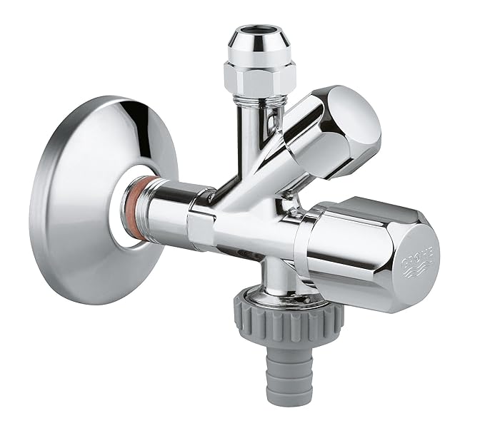 Grohe Original WAS Kombi-Eckventil (Sicherungstechnik, mit Selbstdichtendem Anschlussgewinde, Wandanschluss 1/2 Zoll, Abgang 