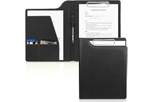 NatureTouch A4 Leather Conference Folder Business Padfolio Portfolio Case with Letter/A4 Size Writing Pad Clipboard, Card Holders, Sleeve Men/Women for Business School Office Conference, Black