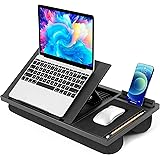 LORYERGO Laptop Lap Desk, Large Lap Desk with Cushion, 8 Angle Adjustable, Lap Desk for Laptop 15.6 Inches w/Mouse Pad & Cell