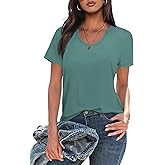 WIHOLL Summer Tops for Women Scoop Neck Basic Tees Short Sleeve Casual T-Shirts Loose Fit