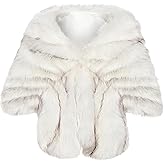 BABEYOND Womens Faux Fur Collar Shawl Faux Fur Scarf Wrap Evening Cape for Winter Coat