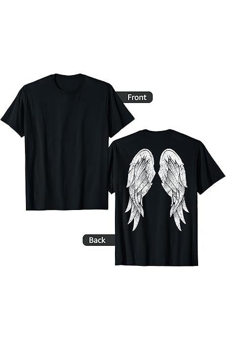 Amazon.com: Half Angel Half Devil Back of Shirt Distressed Wing 