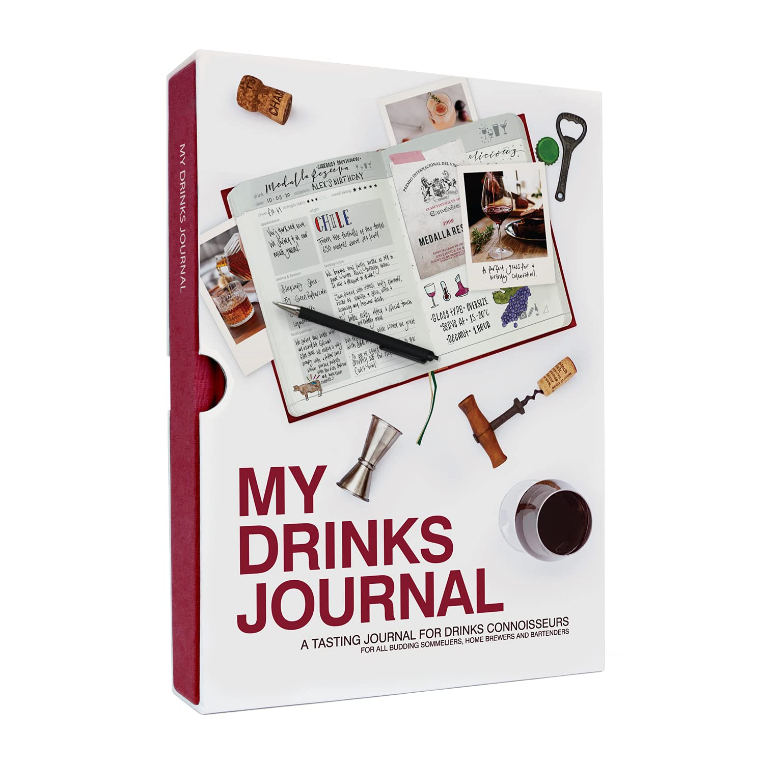 Suck UK | Drinks Journal | Wine Book & Whiskey Log Book | Drinks Recipe Book For Own Recipes | Wine Gifts | Make Your Own Cocktail Book | Personalised Notebook For Drinks Tasting | Bar Recipe Journal