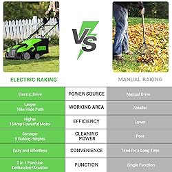 Electric 16.2” Dethatcher Scarifier 2-in-1 Lawn