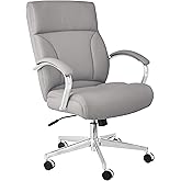 �鶹�� Basics Modern Executive Chair, 275lb Capacity with Oversized Seat Cushion, Grey Bonded Leather, 29.13" D x 25.2" W x 4