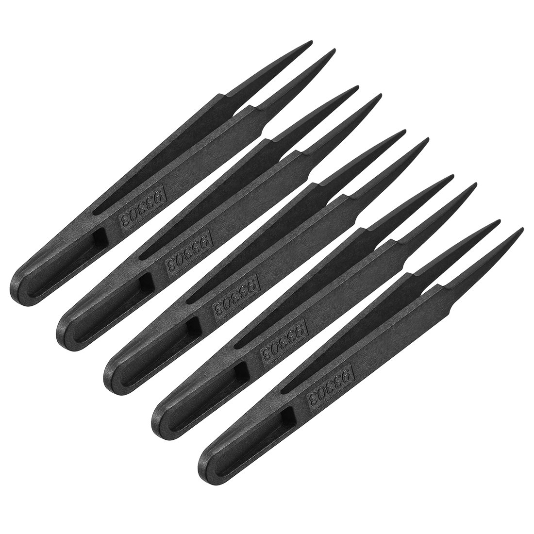 Sourcingmap Plastic Anti-Static Tweezers, Precision Point Tip for Jewelry Craft DIY Beauty Electronics Repair Tool Black 5 Pcs